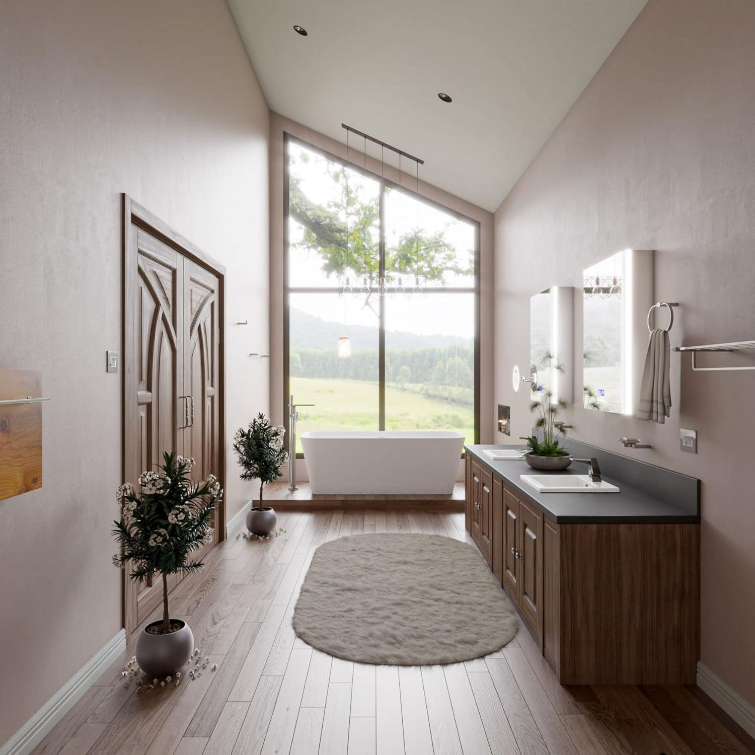 White Ceramic Square Drop-In Bathroom Sink with Overflow