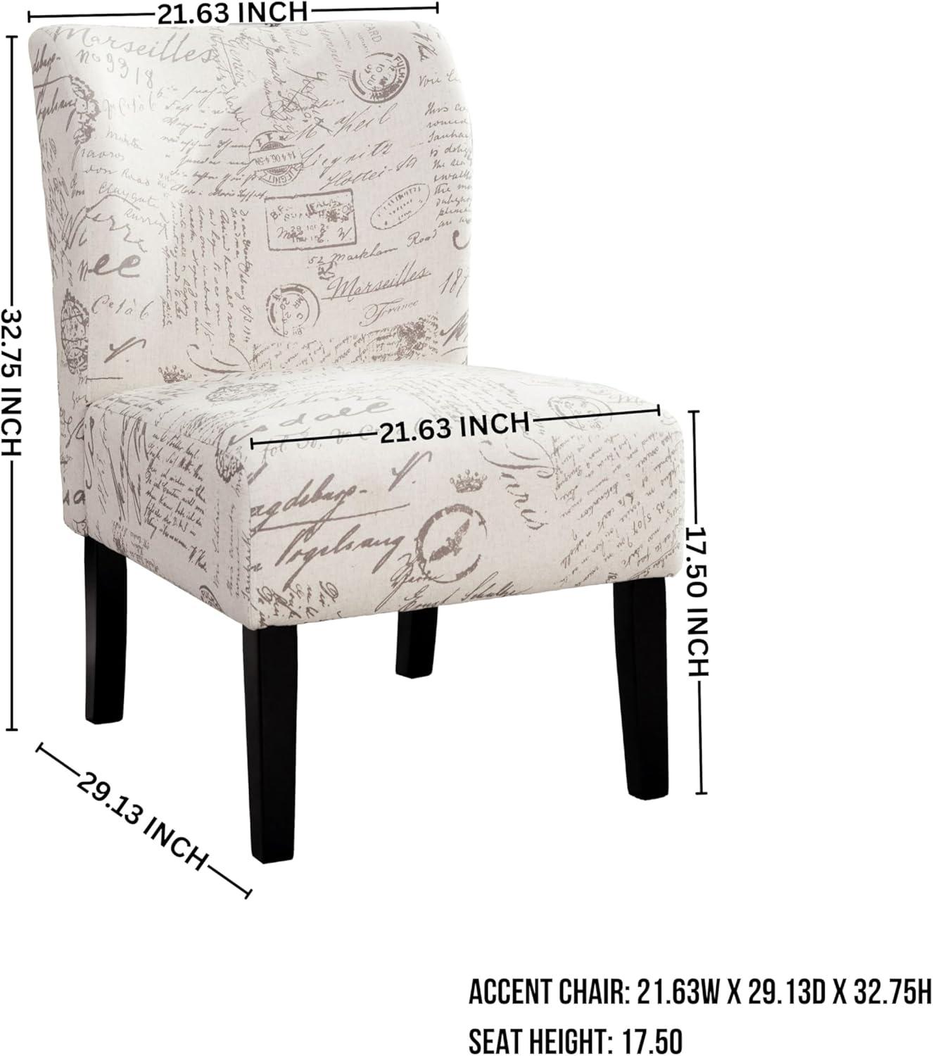 Roundhill Furniture Capa Fabric Armless Contemporary Accent Chair