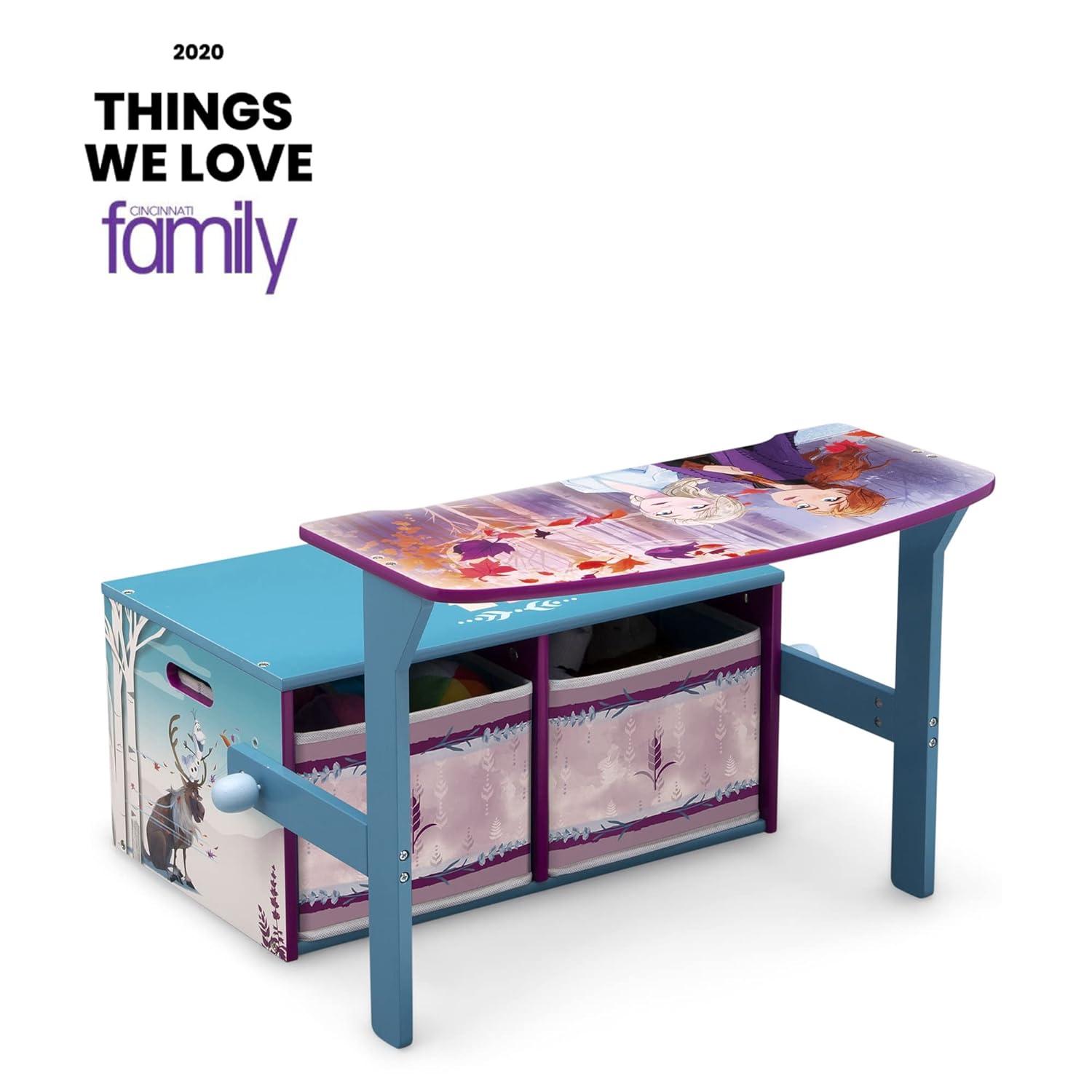 Disney Frozen 2-in-1 Activity Bench and Desk by Delta Children - Greenguard Gold Certified, Blue/Purple