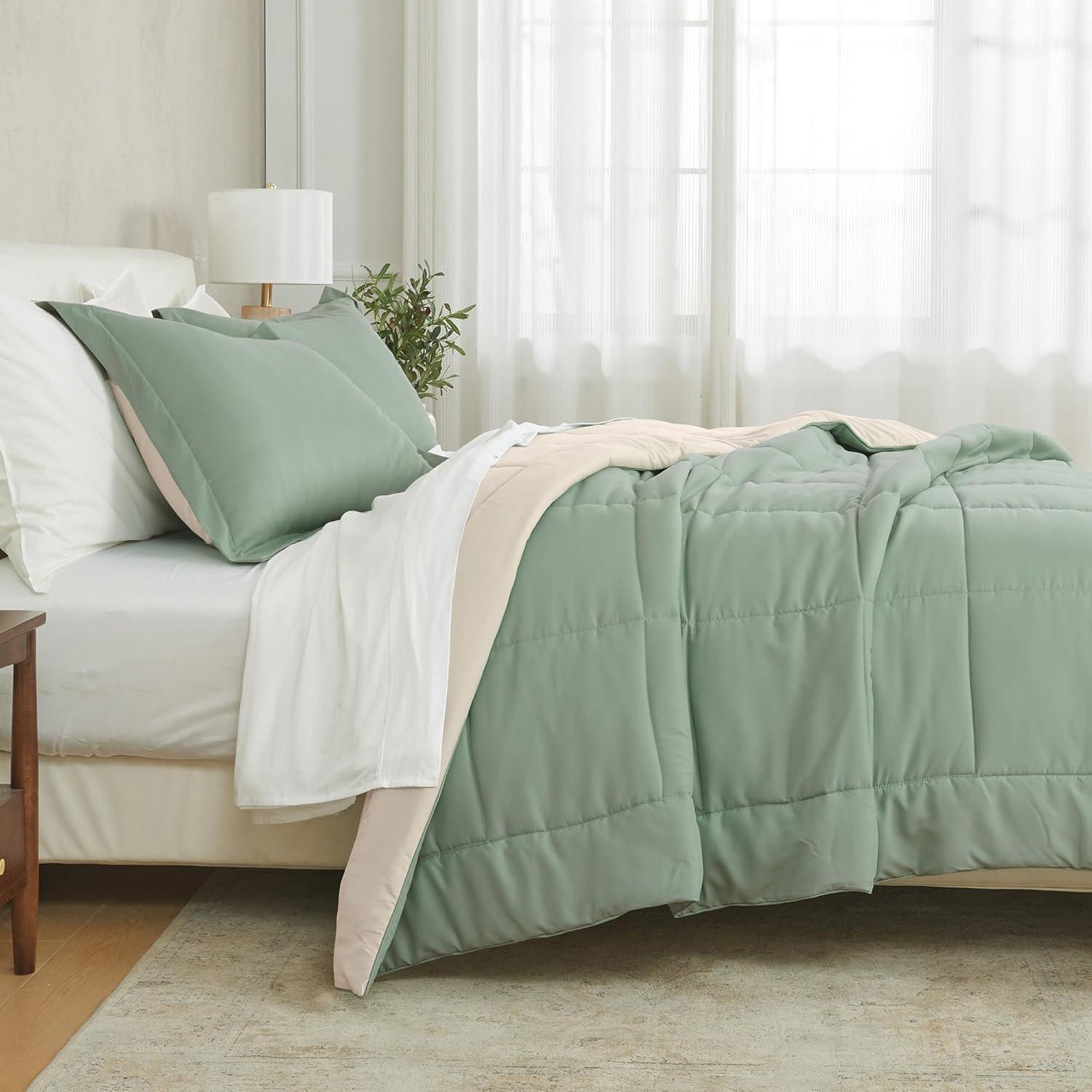 FreshFolds Reversible Microfiber Comforter Set with Shams
