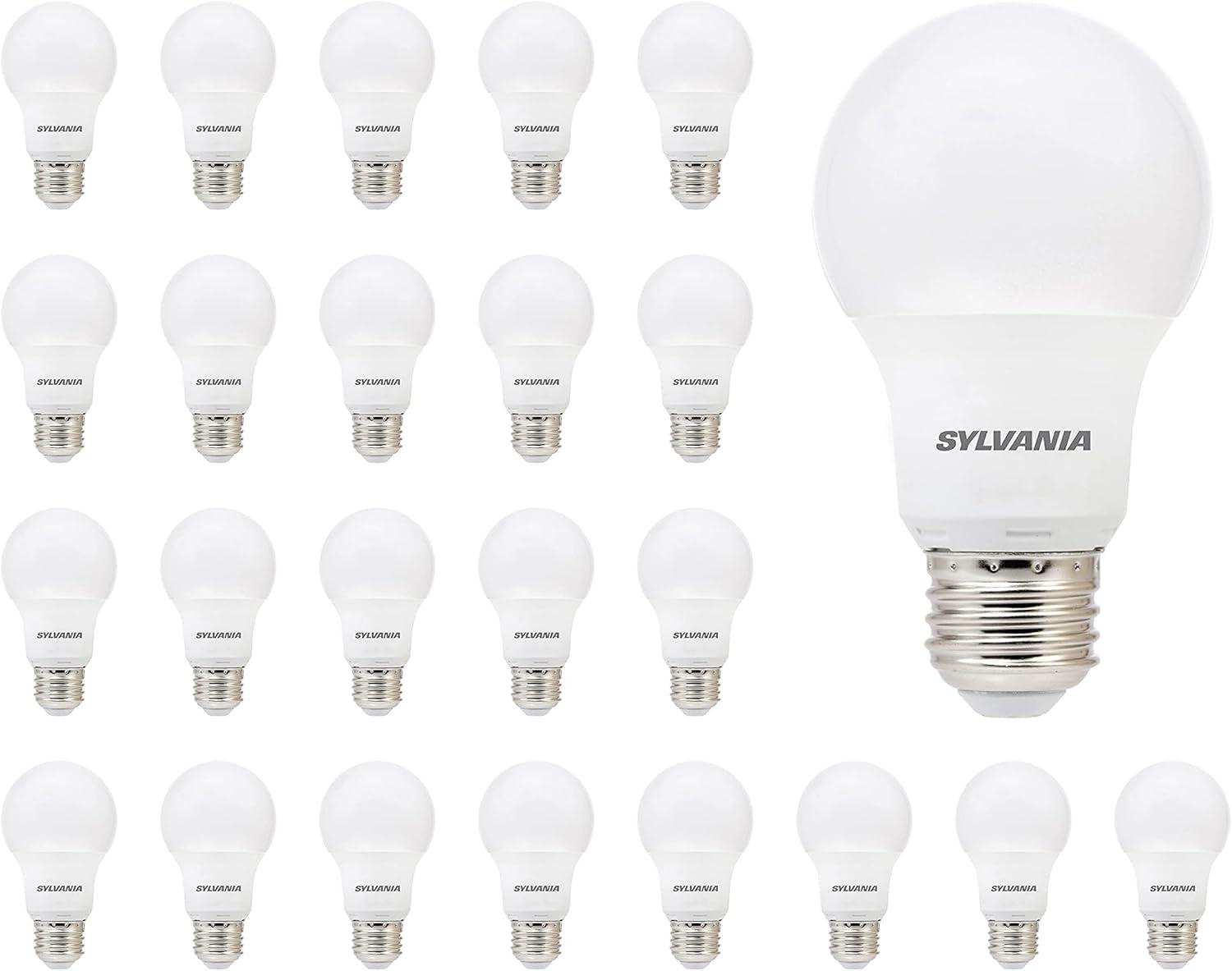 SYLVANIA LED Light Bulb, A19, 8.5W, 5000K, Frosted, Daylight, 24 Pack