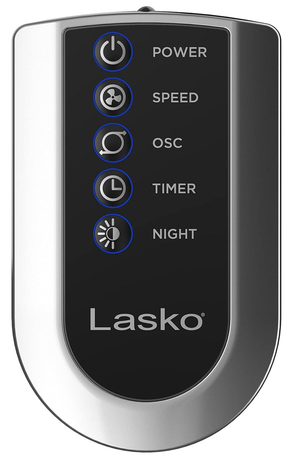 Lasko Wind Curve 42” 3-Speed Remote Controlled Oscillating Tower Fan, Silver, T42951 New