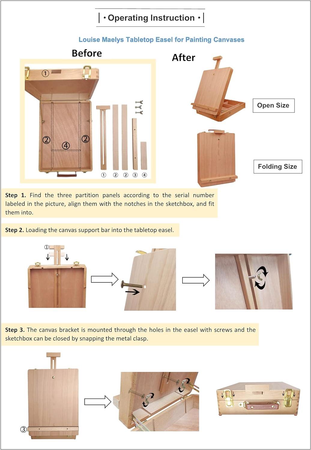 Beechwood Adjustable Tabletop Easel with Storage Compartments