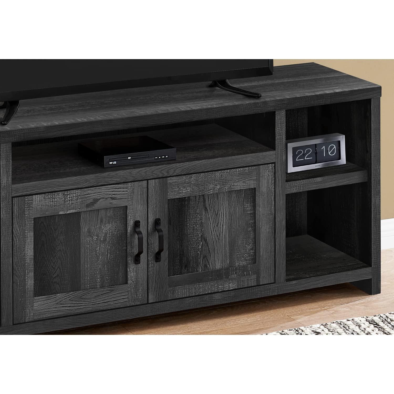 Monarch Specialties Tv Stand 60 Inch Console Media Entertainment Center Storage Cabinet Living Room Bedroom Laminate Black Transitional