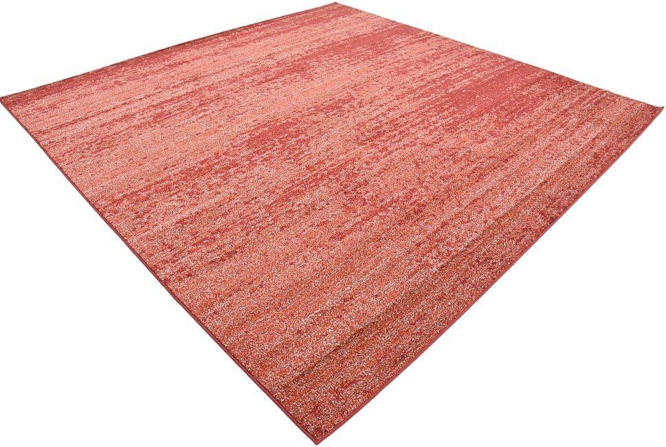 Terracotta Square Tufted Stain-Resistant Area Rug