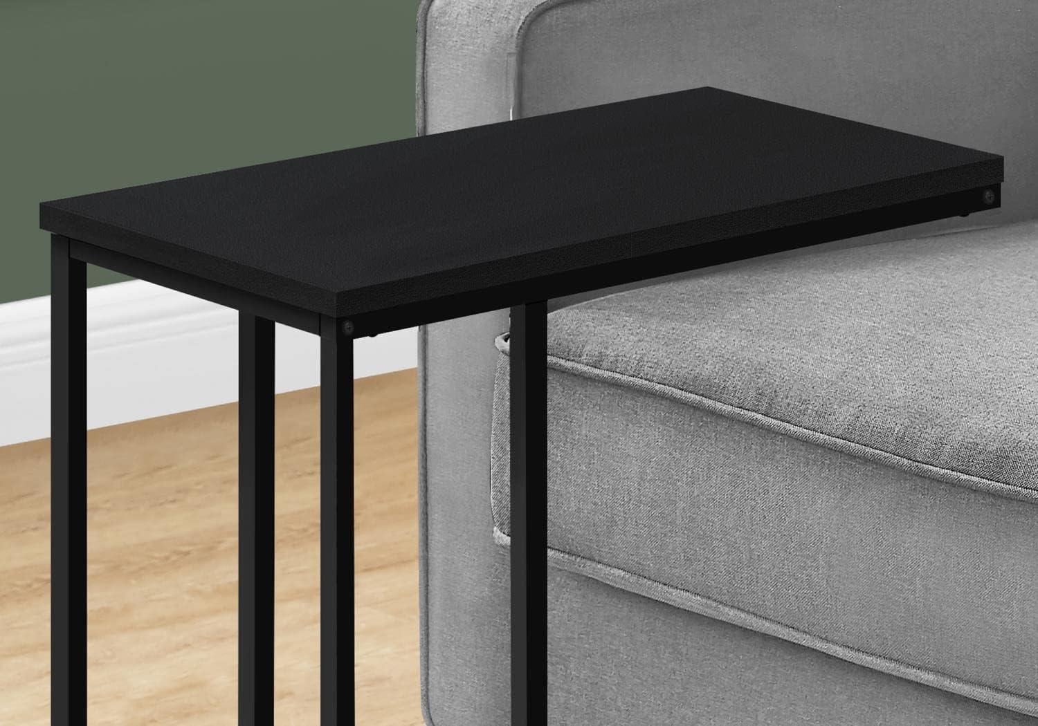Monarch Specialties Accent Table, C-shaped, End, Side, Snack, Living Room, Bedroom, Black Laminate, Black Metal, Contemporary, Modern