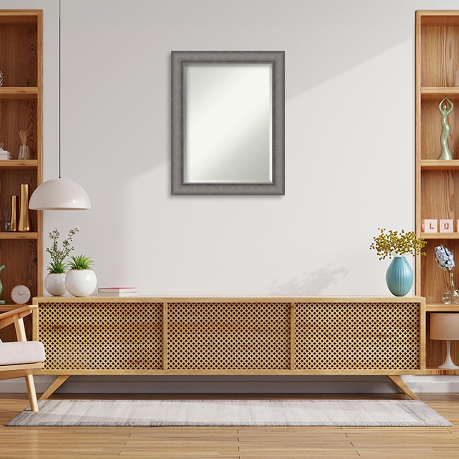 Amanti Art Beveled Wood Wall Mirror - Country Barnwood Frame Country Barnwood Outer Size: 23 x 29 in