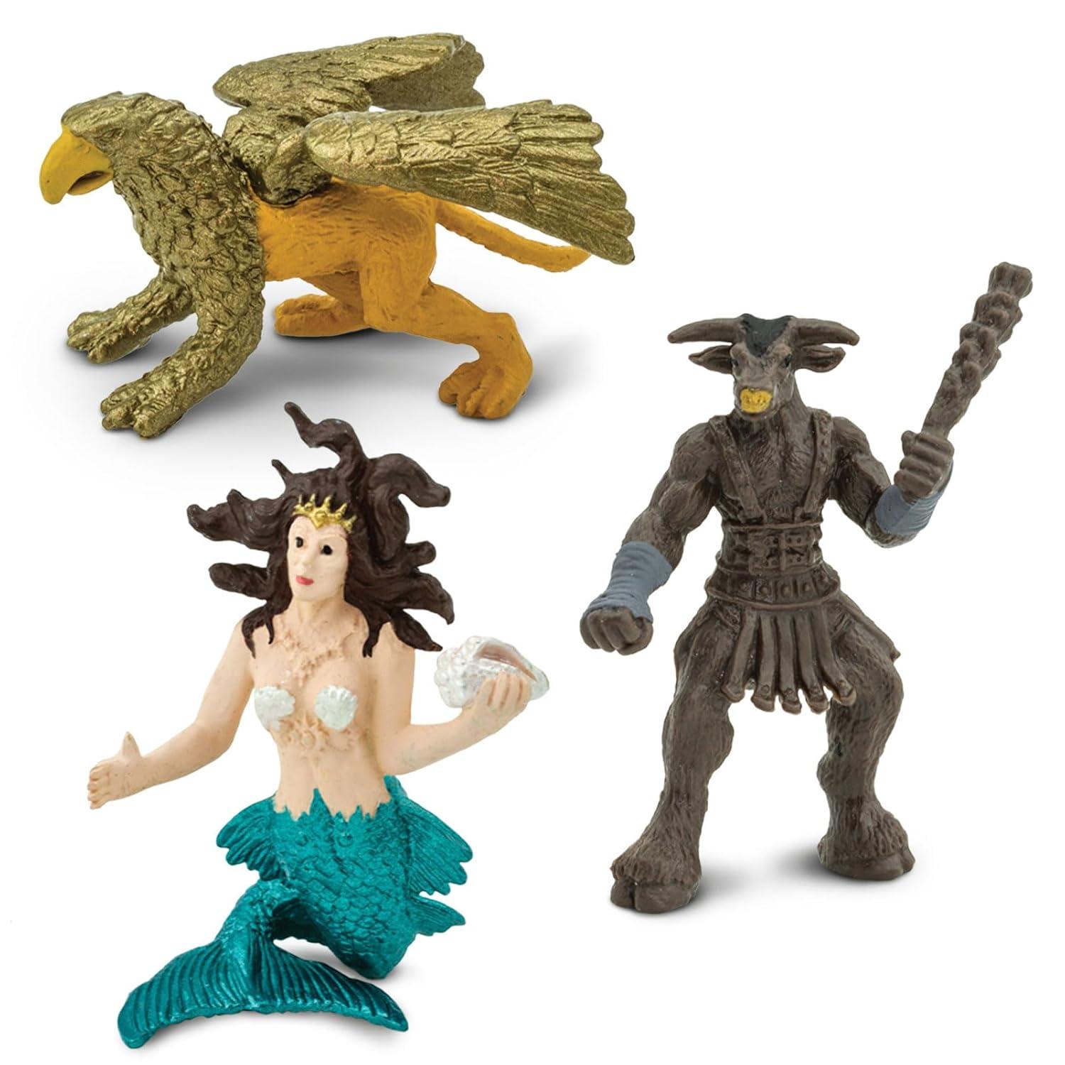 Safari Ltd. Mythical Realm TOOB - 8 Mini Figurines: Chimera, Griffin, Phoenix, Unicorn, Sea Dragon, Minotaur, Poseidon, & Mermaid - Mythology Educational Toy Figures for Boys, Girls & Kids Ages 3+