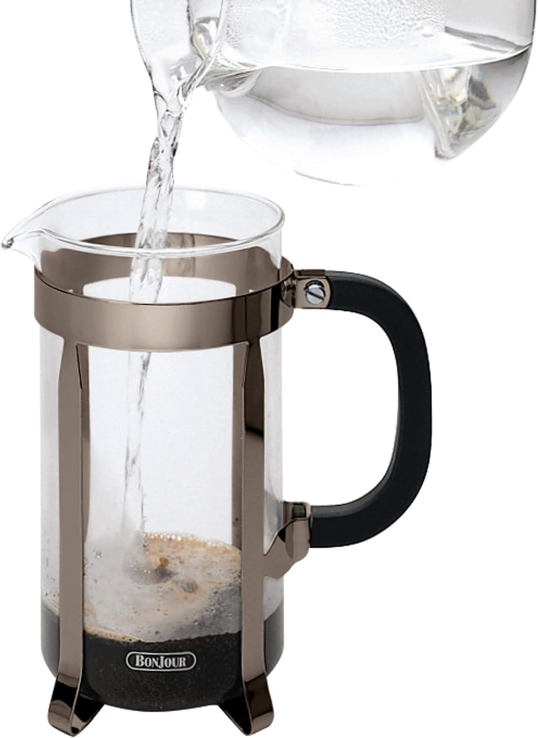 BonJour Coffee Stainless Steel French Press with Glass Carafe, 33.8-Ounce, Maximus, Truffle