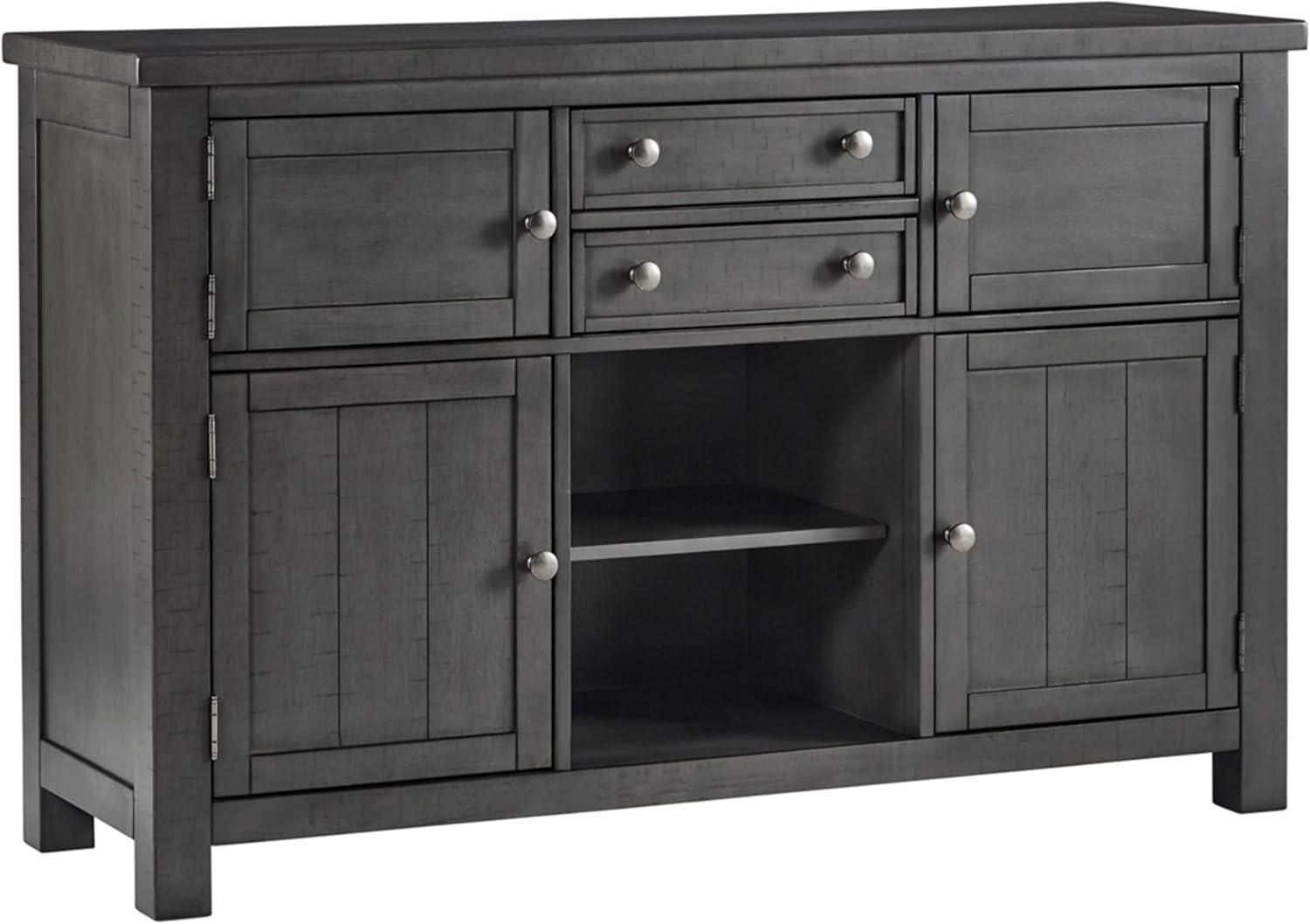 Gray Acacia Veneer Transitional Dining Server with 3 Drawers