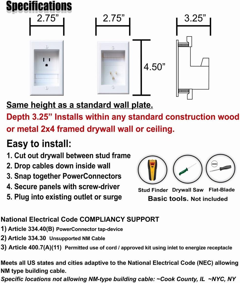 White Plastic 2-Gang In-Wall Cable Management System