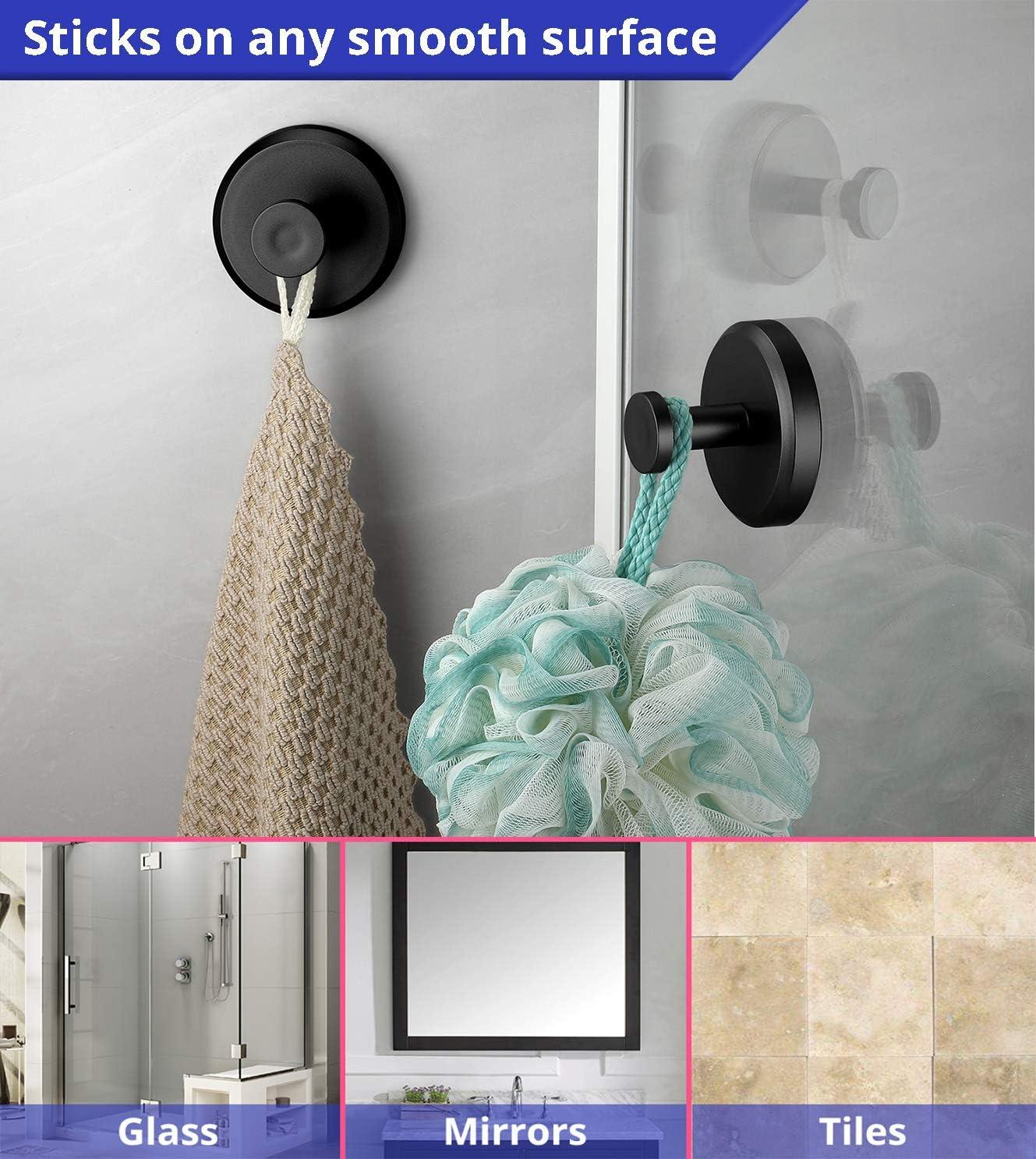 DEJUPE Suction Cup Hooks for Shower, Bathroom, Kitchen, Glass Door, Mirror, Tile – Loofah, Towel, Coat, Bath Robe Hook Holder for Hanging up to 15 lbs – Waterproof & Rustproof, Chrome (2-Pack)