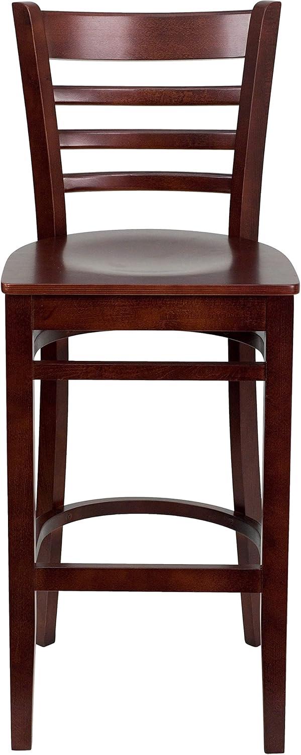 Elegant Mahogany Wood Ladder Back Barstool with Footrest