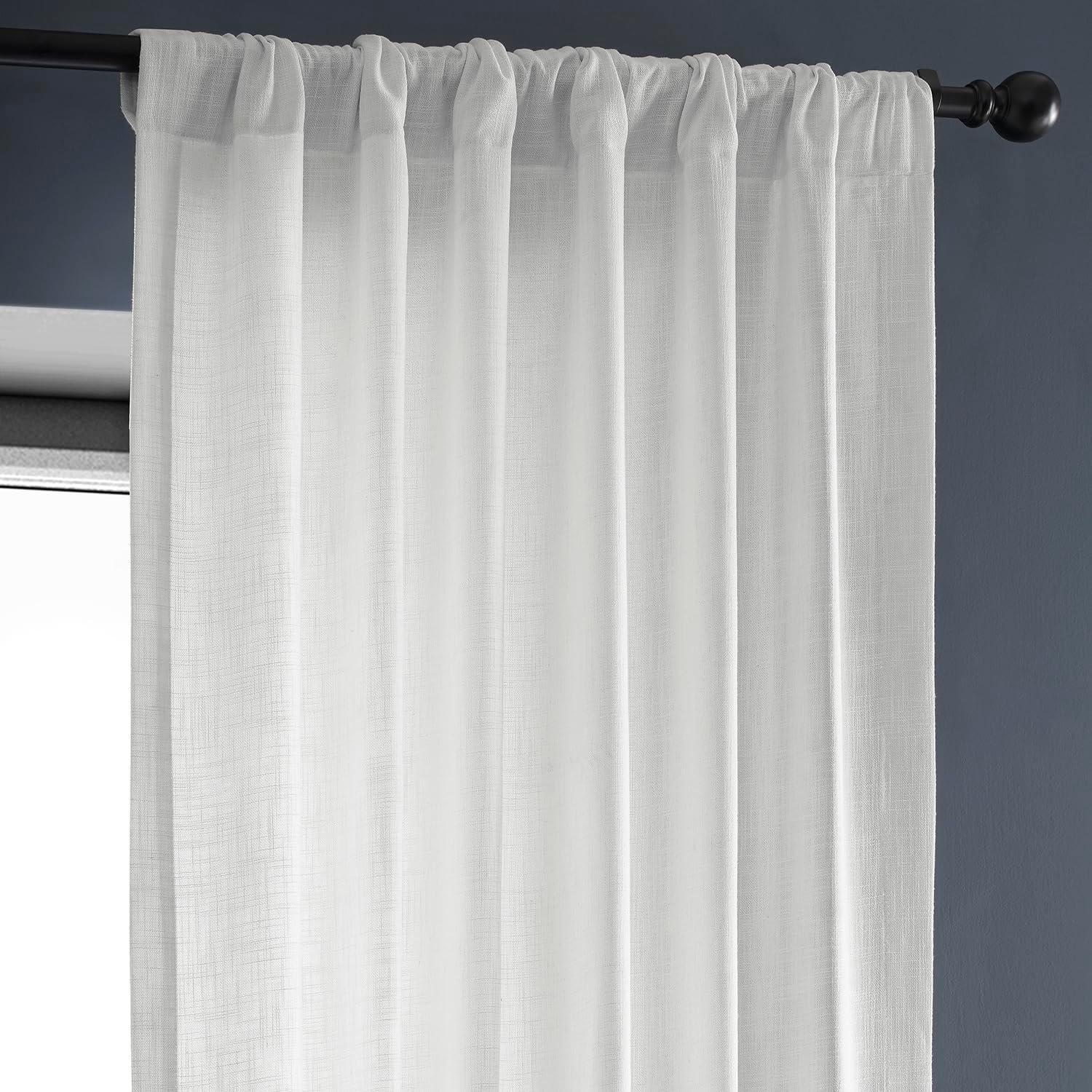 Rice White Heavy Faux Linen Curtain (1 Panel), Rice White, 50W X 120L