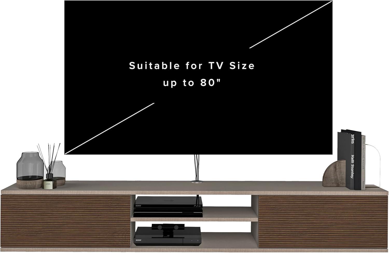 Atelier Mobili Floating TV Stand 70 Inch, Wall Mounted Entertainment Center, Modern TV Stand for Living Room, Walnut TV Stand for 65 Inch TV, Floating Entertainment Center