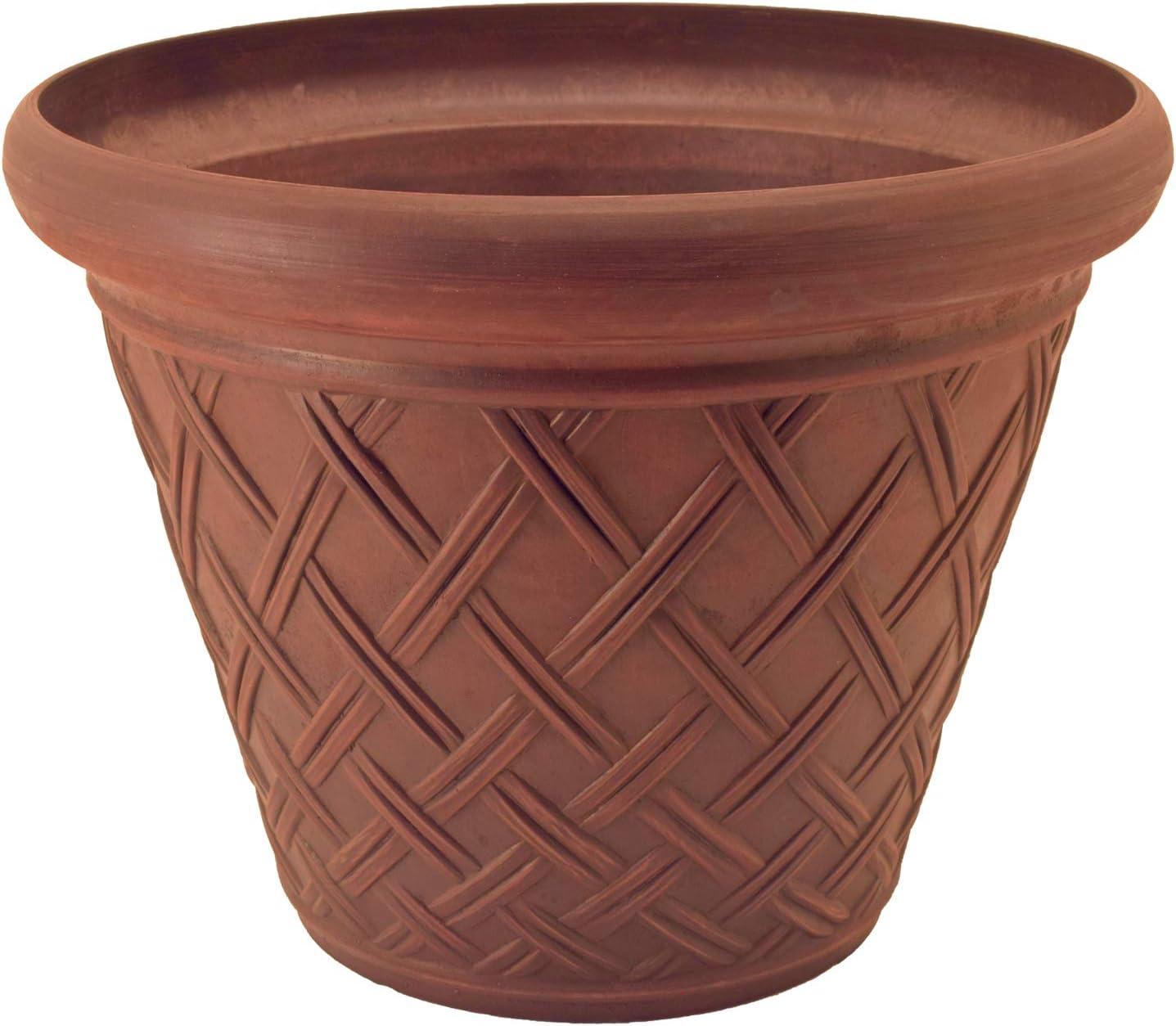 Large Terra Cotta Recycled Plastic Basket Weave Planter