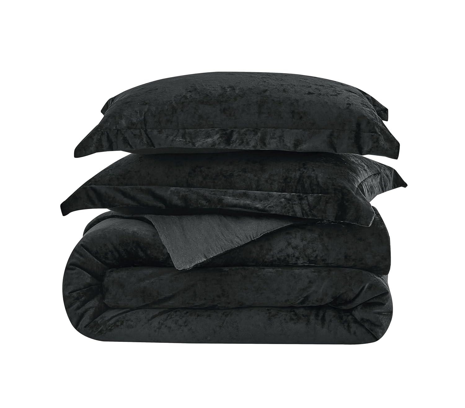 Chezmoi Collection Lux 3-Piece Pewter Gray Shimmer Velvet Bedding Set Full Size Lush Plush Velvet Comforter Set With Soft Brushed Microfiber Reverse
