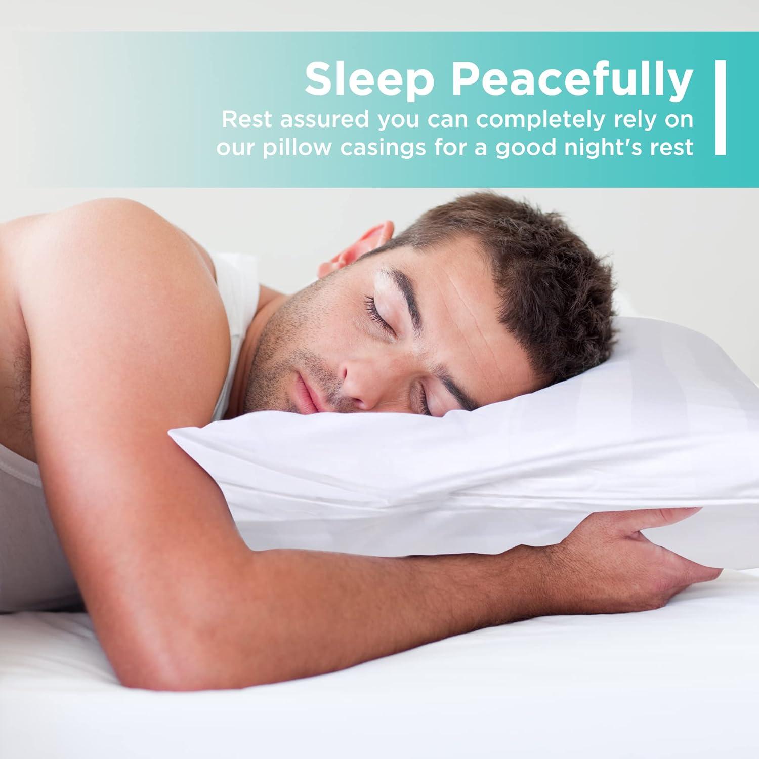 Containental Bedding Damask Zippered 300 Thread Count Cotton Pillow Protector - Standard Size 20x26 Inch Set of 2