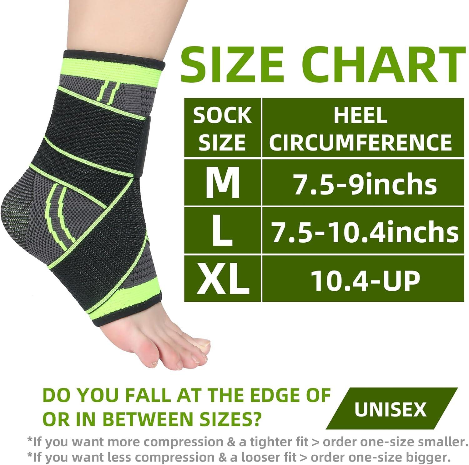 Adjustable Black and Green Compression Ankle Support Brace