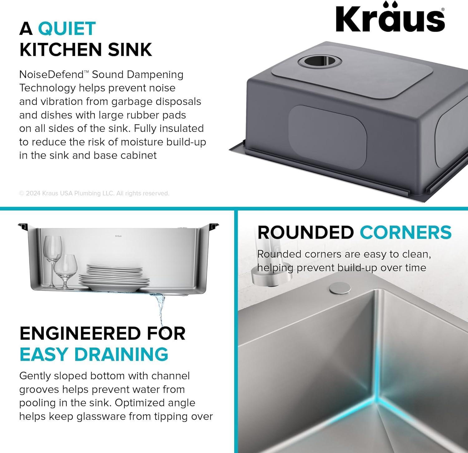 KRAUS Fairlane Undermount 18-Gauge Stainless Steel Kitchen Sink