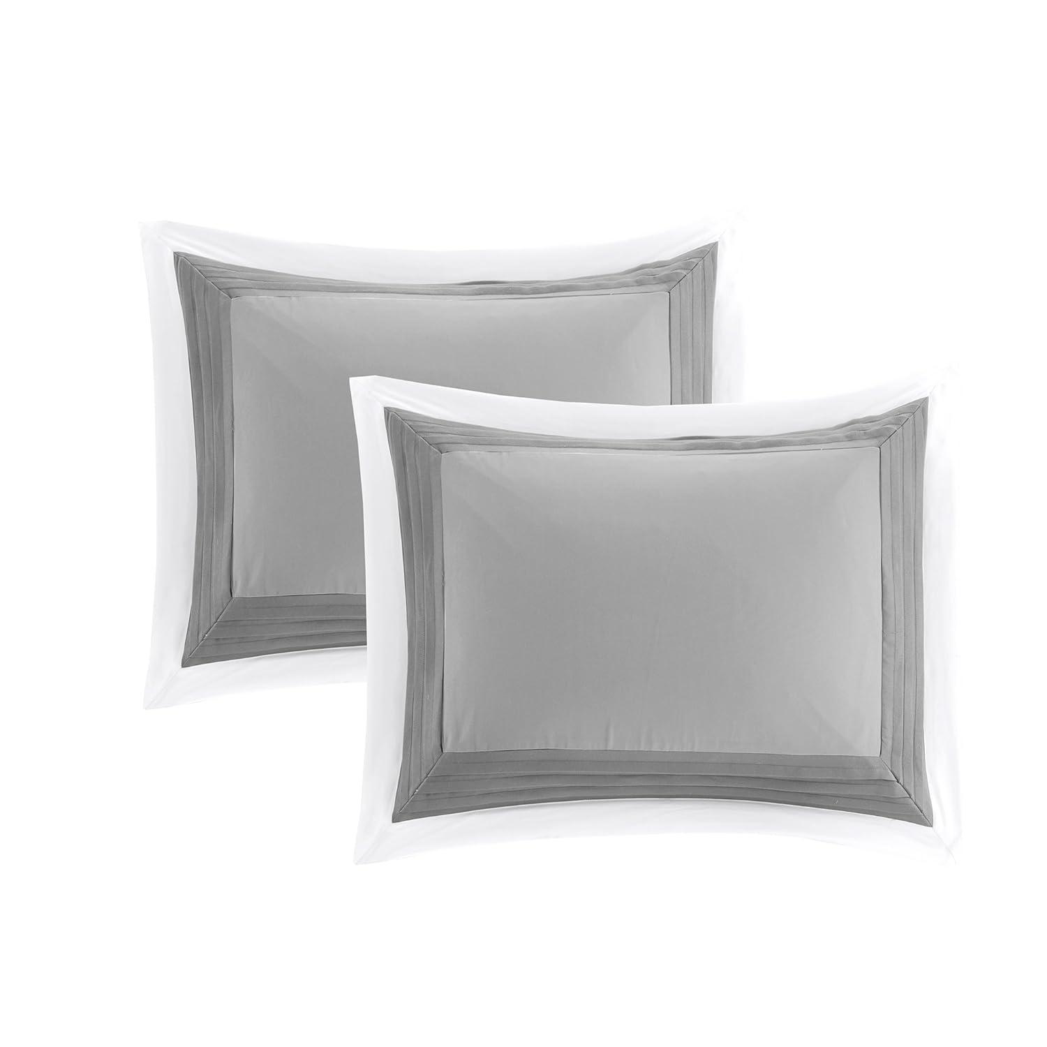 Comfort Spaces Malcom Textured Print Reversible Comforters for Full/Queen Beds, Gray