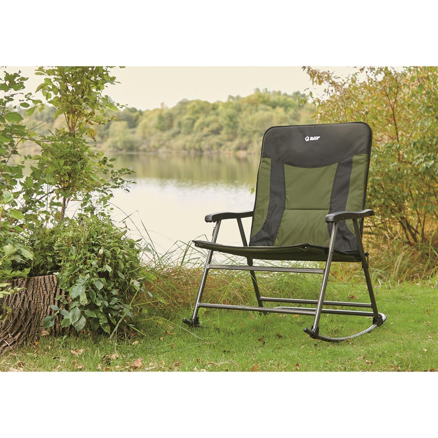 Guide Gear Oversized XXL Rocking Camp Chair, 600-lb. Capacity, Green/Black Hunter Green/Black