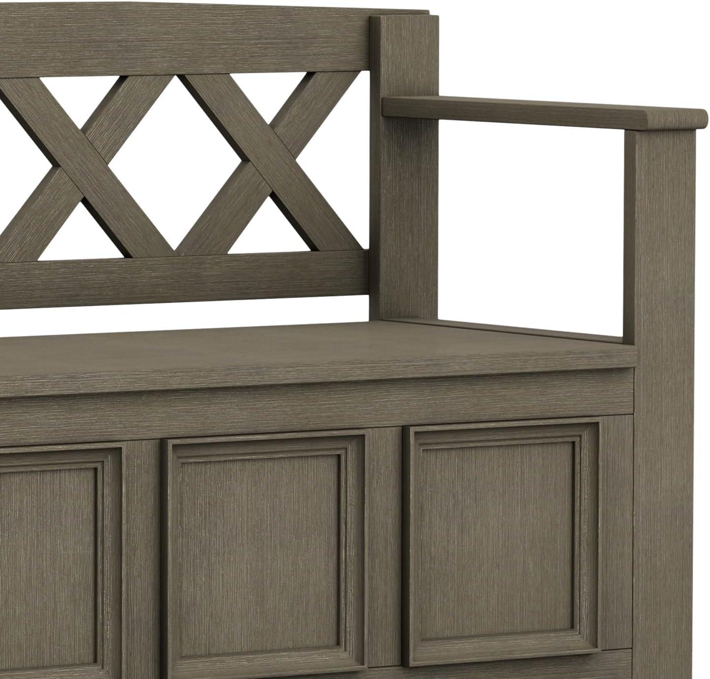 Amherst SOLID WOOD 48" W Transitional Entryway Storage Bench in Farmhouse Gray