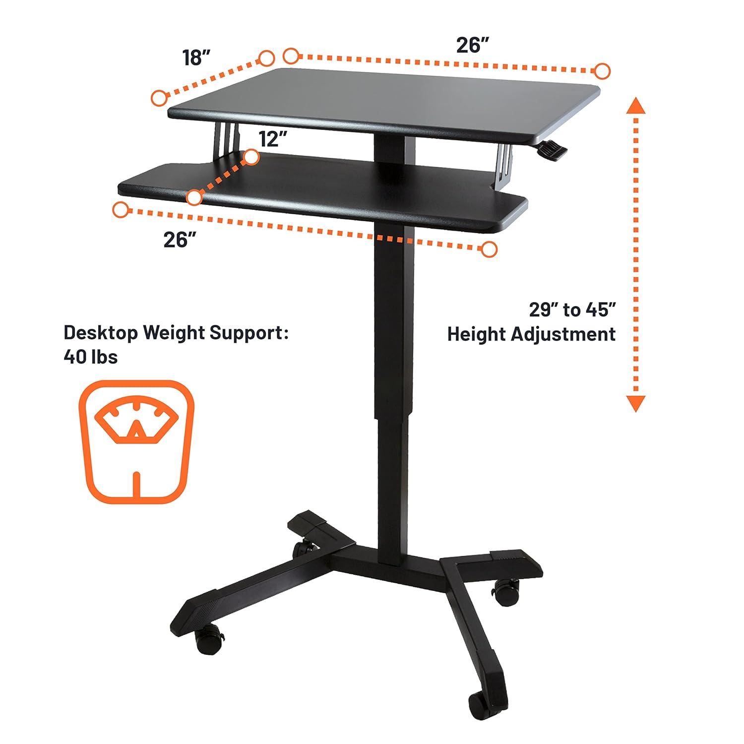 Victor High Rise��� Mobile Adjustable Standing Desk with Keyboard Tray