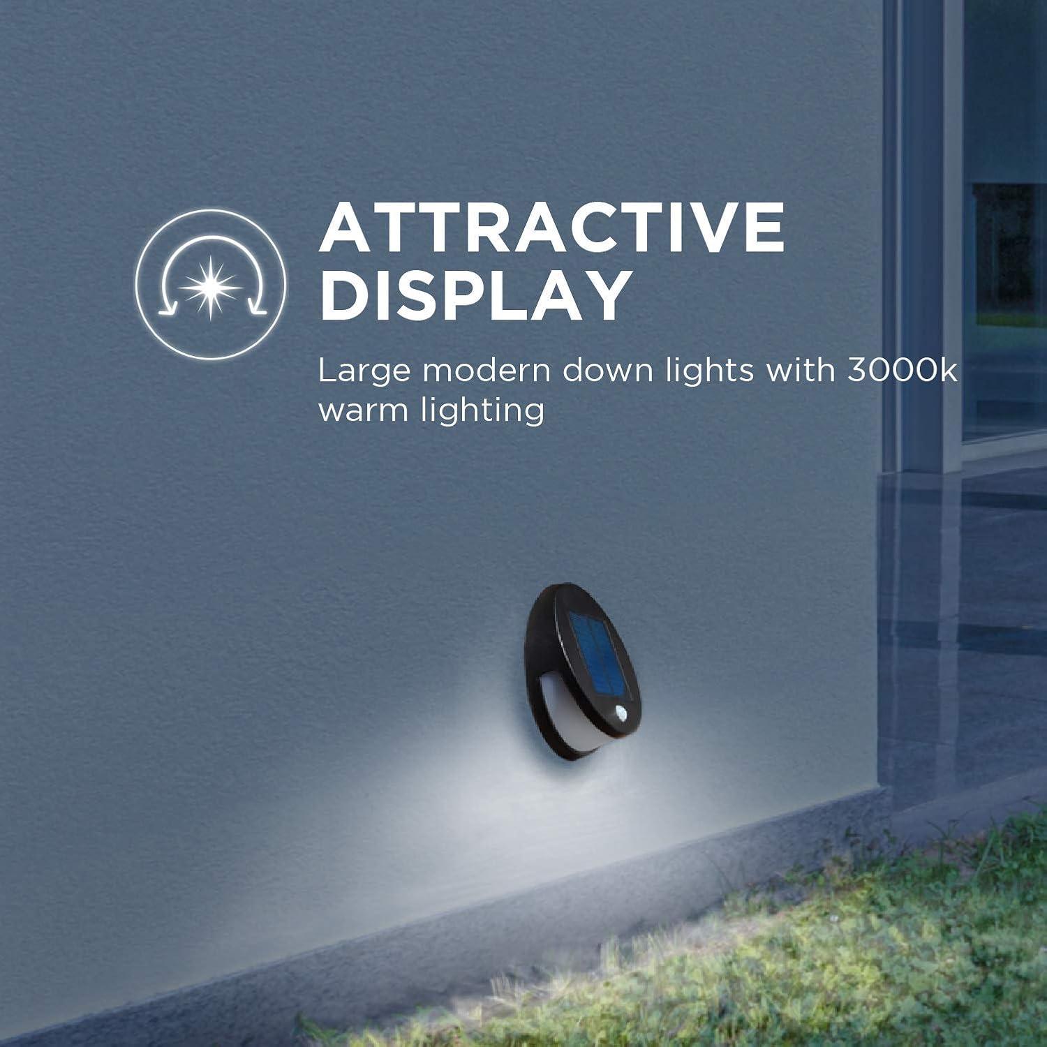 Home Zone Security Solar Down Light - Motion Sensor Wall Mount 3000K Solar Light, No Wiring Required (1-Pack)