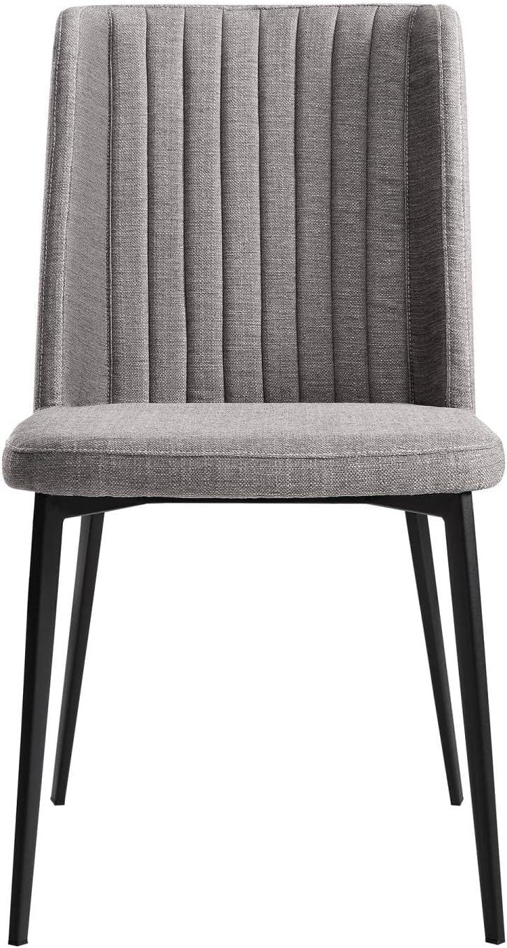 Set of 2 Gray Upholstered Metal Dining Chairs