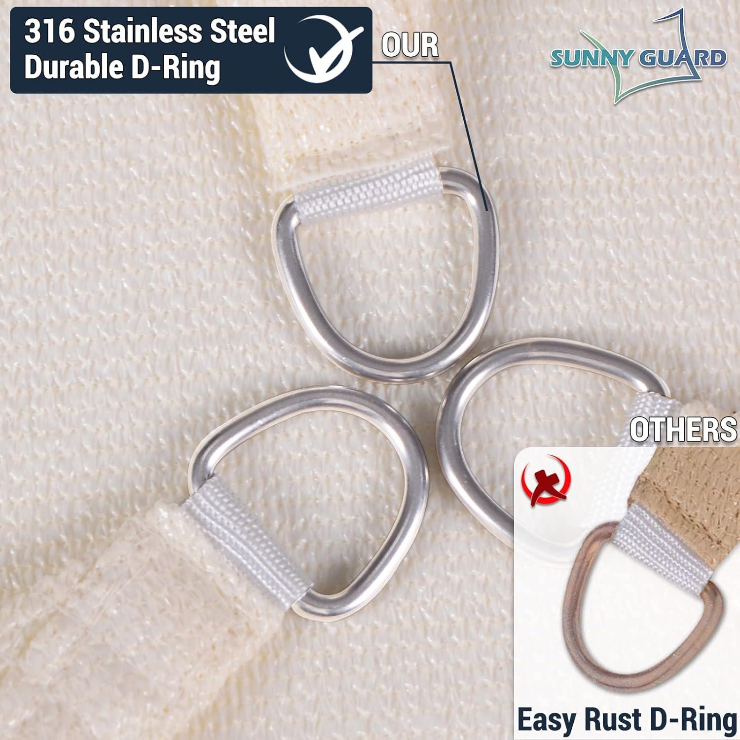 SUNNY GUARD Sun Shade Sail 10/12/16.5/20FT Triangle UV Block Sunshade Canopy for Outdoor, 16.5'x16.5'x16.5' Cream