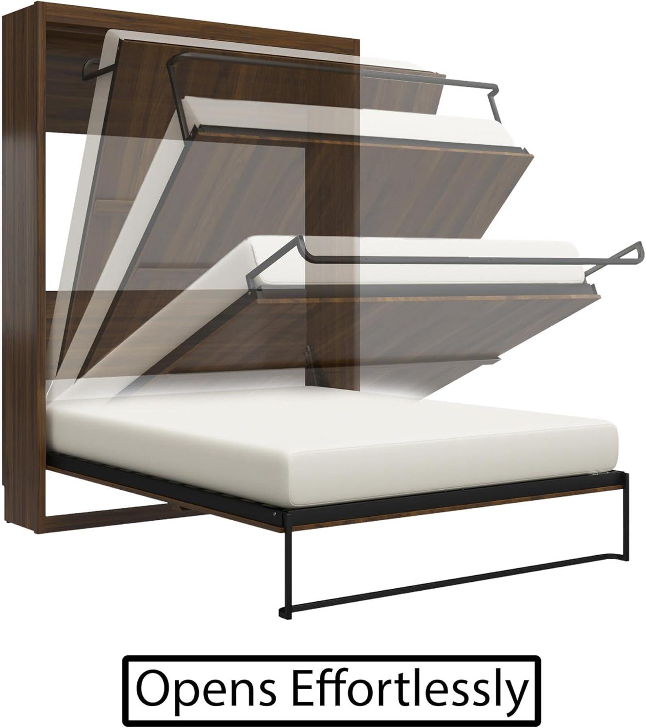 Columbia Walnut Full Size Murphy Bed with Storage and Slats