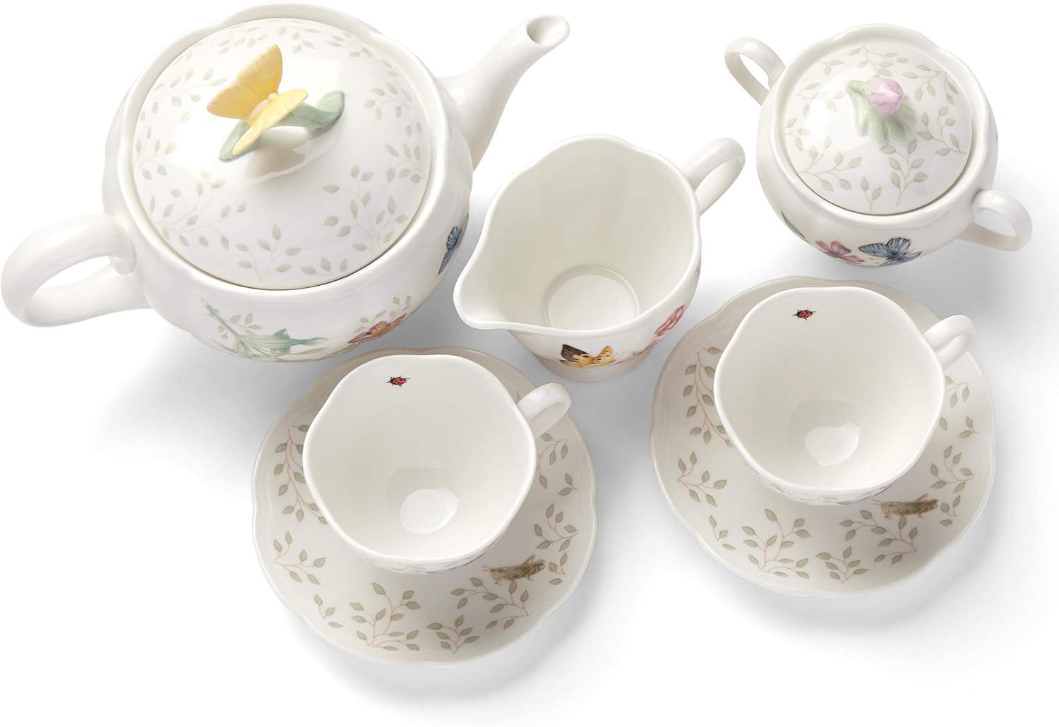 Butterfly Meadow Floral Porcelain 7-Piece Tea Set