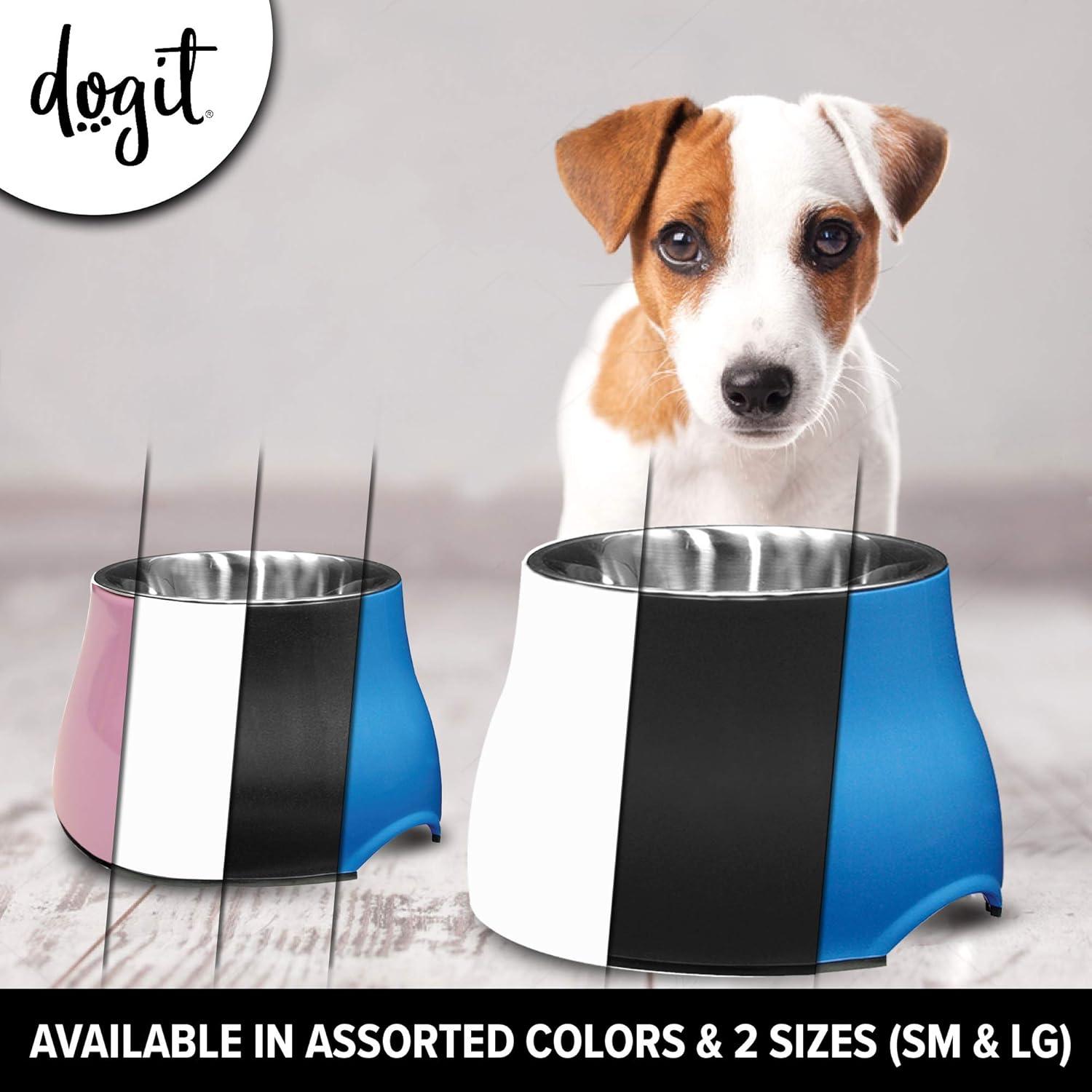 Dogit Elevated Dog Bowl, Stainless Steel Dog Food and Water Bowl for Small Dogs, Pink, 73742