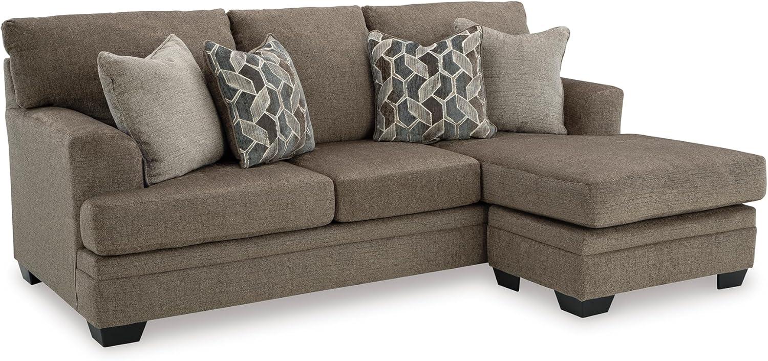 Nutmeg Fabric Sofa Chaise with Flared Arms and Ottoman