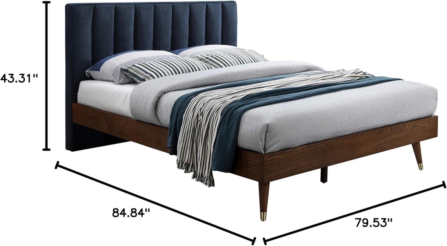 Elegant Vance Grey Linen Queen Bed with Tufted Wood Frame