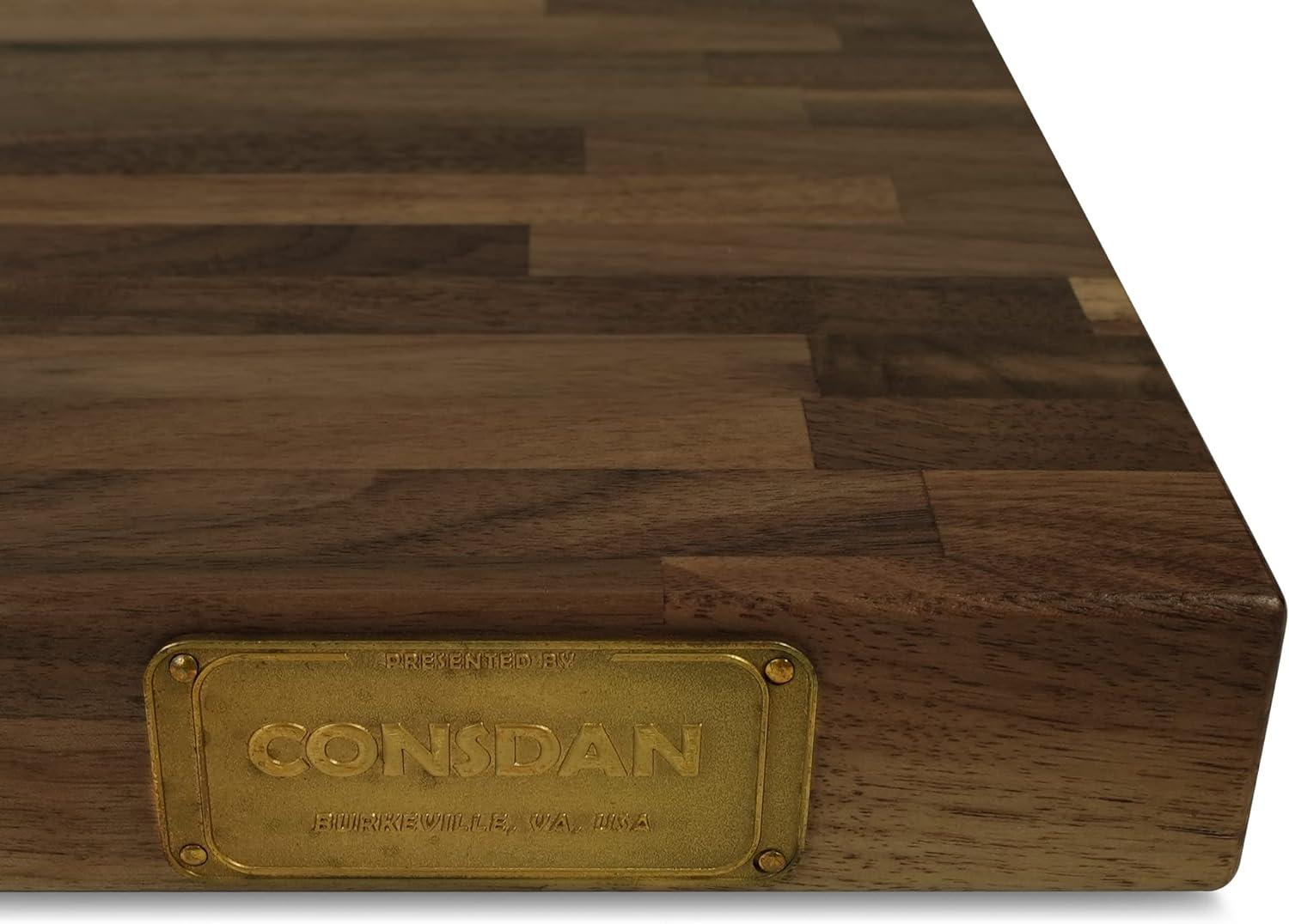 CONSDAN Butcher Block Counter Top, Walnut Solid Hardwood Countertop, Wood Slabs for Kitchen, Reversible, Both Side Polished, Prefinished with Food-safe Oil, 1.5" Thickness, 18"x25"