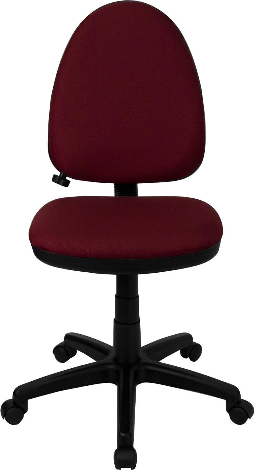 Burgundy Fabric Mid-Back Swivel Task Chair with Adjustable Arms