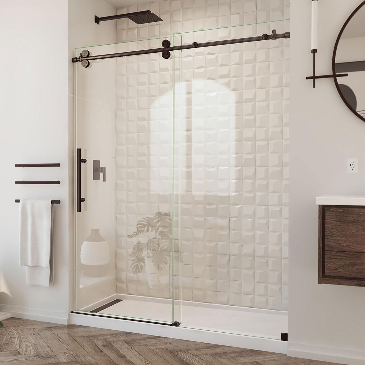 Enigma-XO 76" H Single Sliding Frameless Shower Door with ClearMax Technology