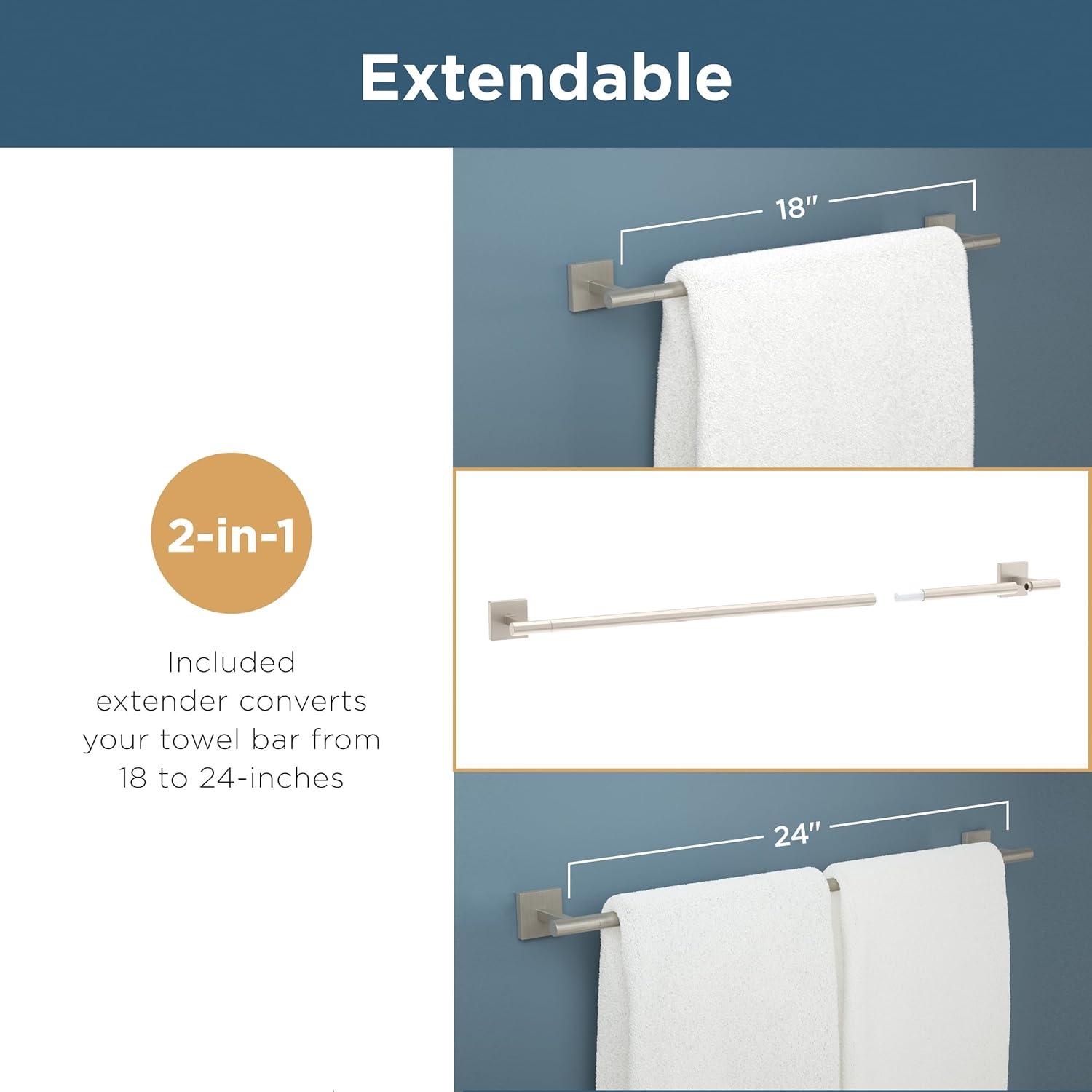Franklin Brass Nash 4-Piece Bath Hardware Set 18" Towel Bar w/ Extender Toilet Paper Holder Towel Holder Towel Hook NASH64-MB