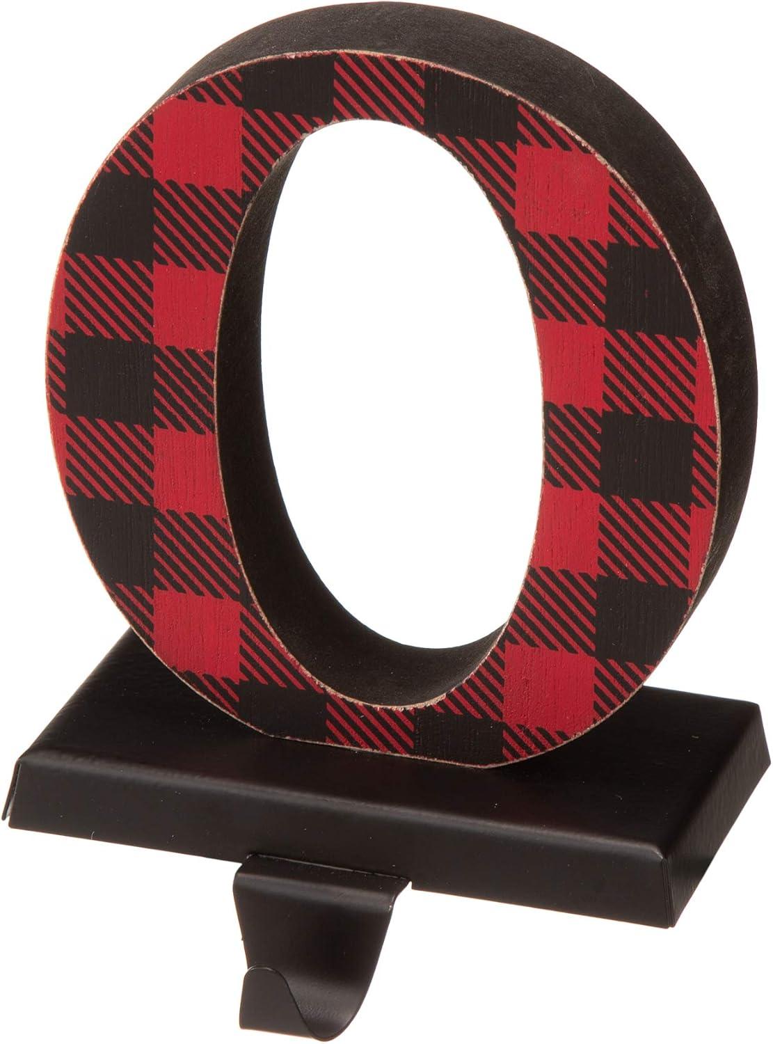 Glitzhome 6.75" H LED Light Gingerbread House Christmas Stocking Holder,Metal Xmas Hanging Hooks Stocking Hanger Battery Operated Stocking Holders for Fireplace Mantle Seasonal Decor