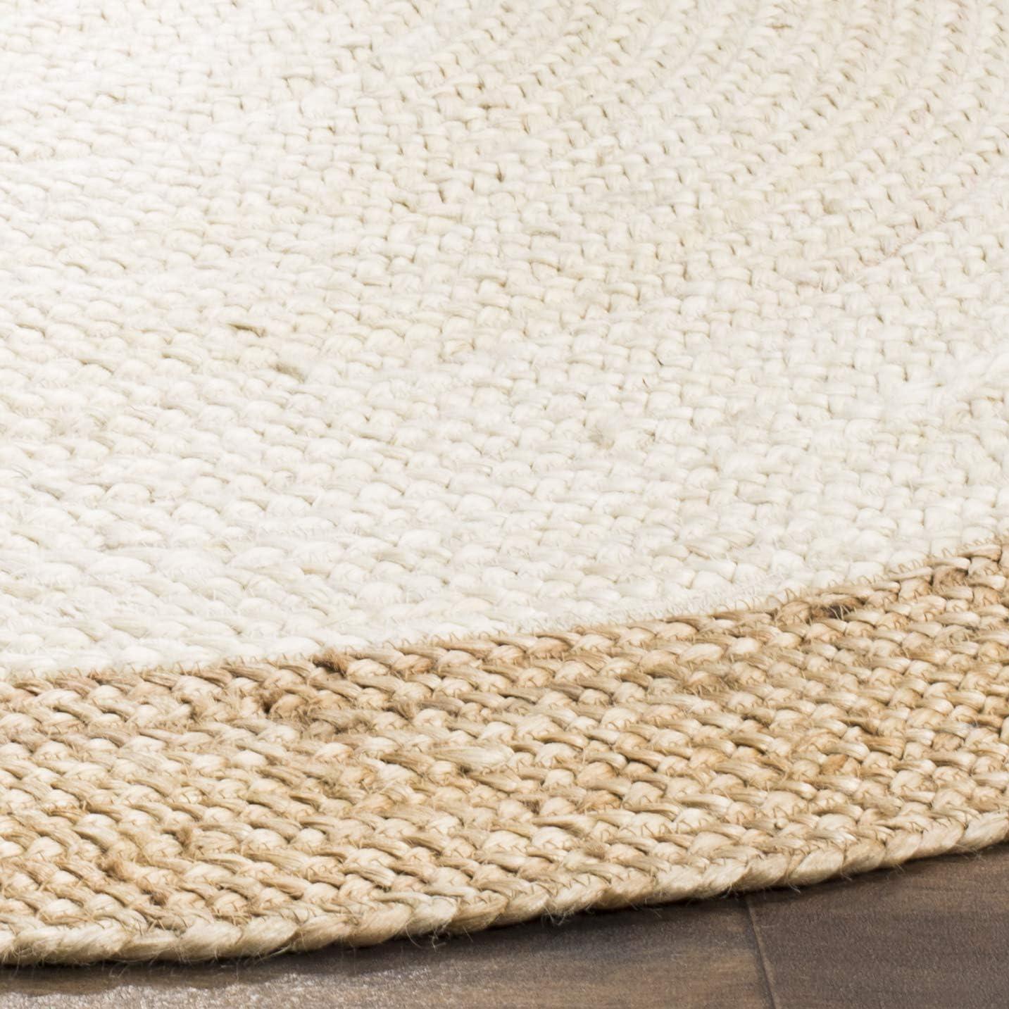 SAFAVIEH Natural Fiber Cebrail Braided Jute Area Rug, Ivory/Natural, 12' x 12' Round