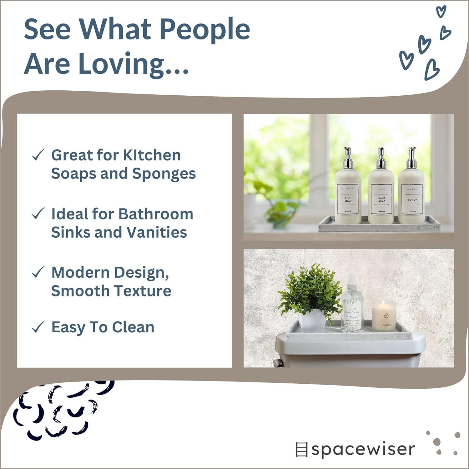 Countertop and Vanity Tray - 11.7" Shatterproof Bathroom Tray, Flexible Silicone Soap Tray for Kitchen, Toilet Tank Tray, Bathroom Trays for Counter, Perfume Candle Key Valet Tray