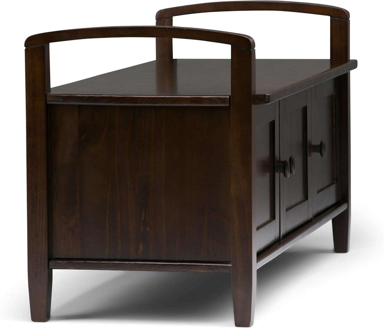 Rustic Natural Aged Brown Solid Wood Entryway Storage Bench