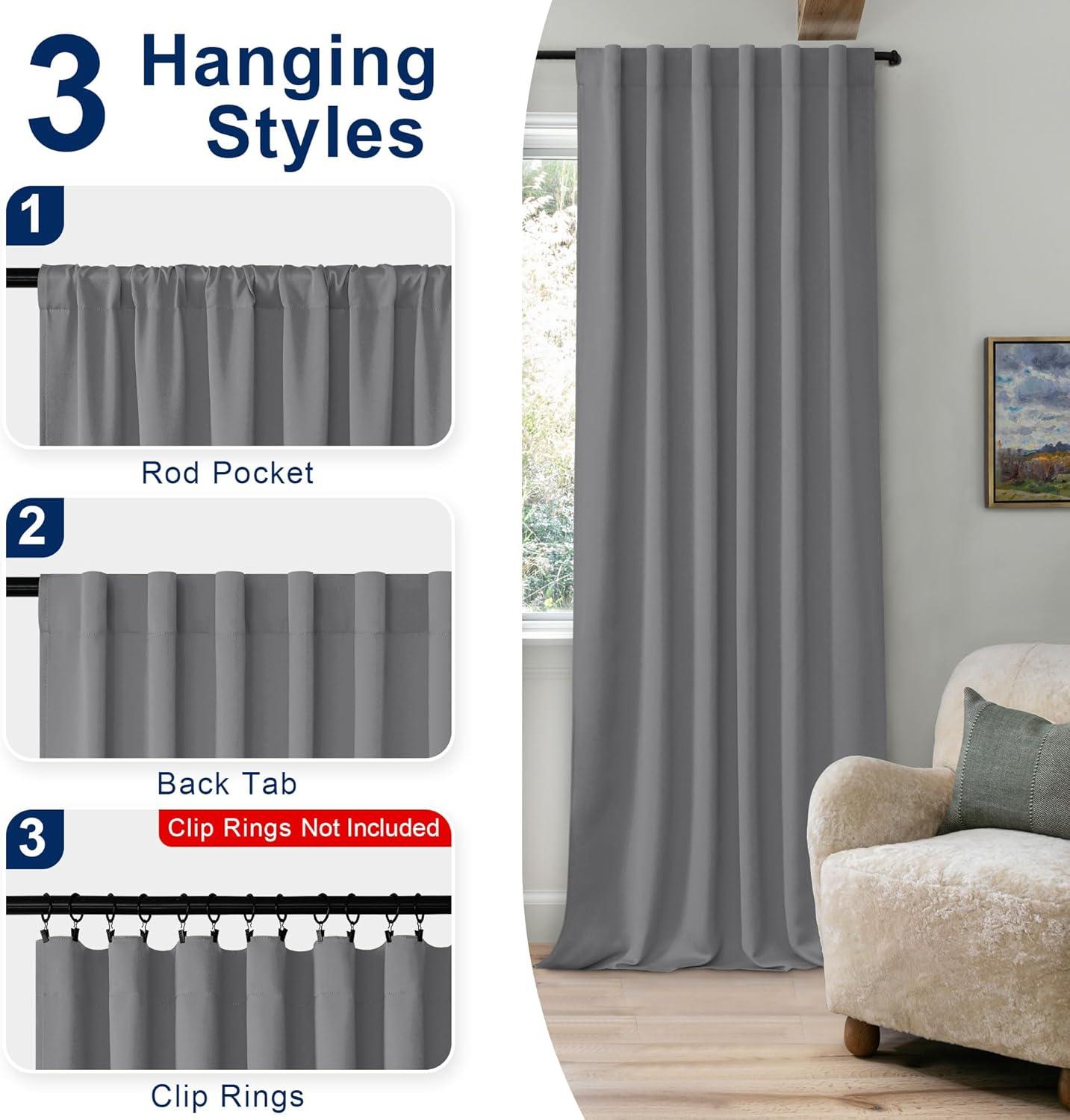 The Twillery Co.® Adona Thermal Insulated Bedroom Curtain Solid Color Room Darkening Blackout Grommet Heat Blocker Curtain Panels with White Liner