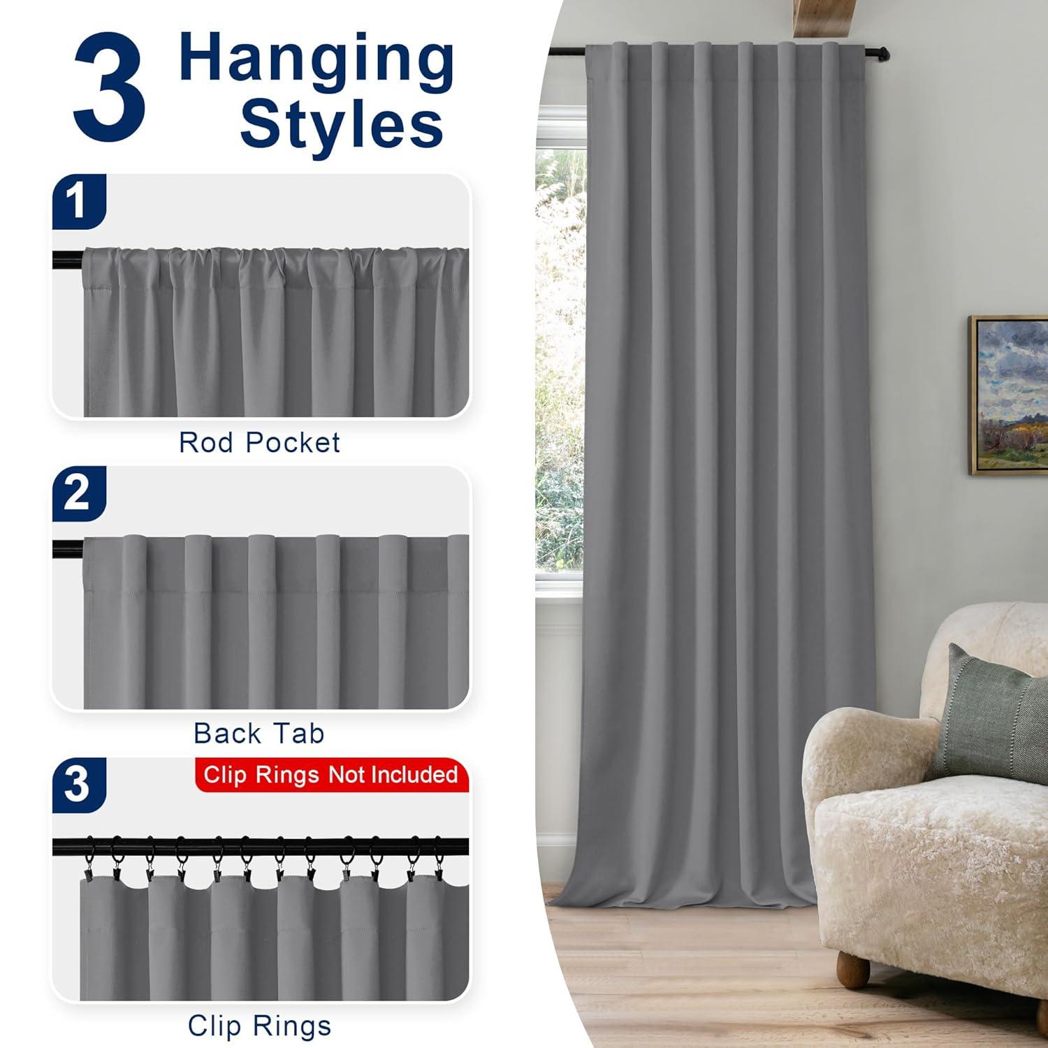 The Twillery Co.® Adona Thermal Insulated Bedroom Curtain Solid Color Room Darkening Blackout Grommet Heat Blocker Curtain Panels with White Liner