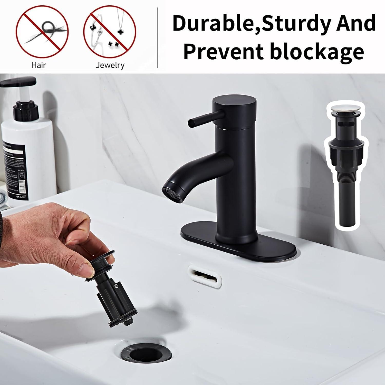 PRIMICOL YYY5G1D Bathroom faucet single hole with pop-up drain for 1-hole or 3-hole installation