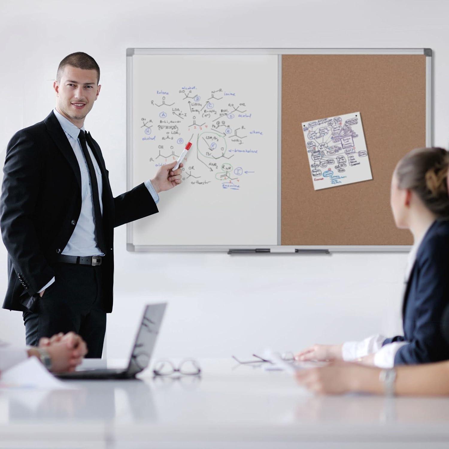 36" x 24" Magnetic Dry Erase Calendar with Corkboard