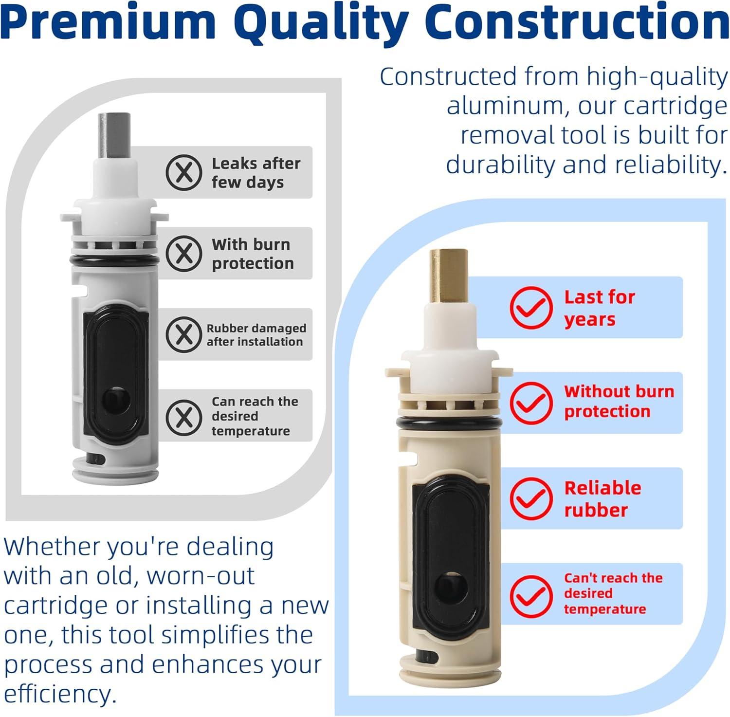 1222 Replacement Cartridge with Moen 104421 Cartridge Puller Removal Tool Retainer Clip Compatible with Moen One-Hanlde Posi Temp 1222B Shower Bathtub Faucet (1222 cartridge +104421 cartridge puller)