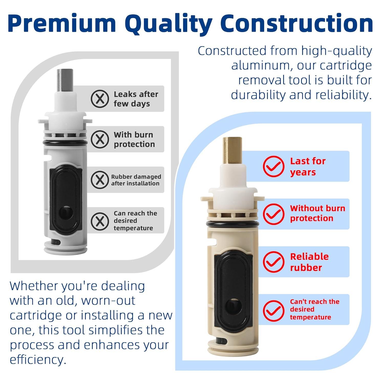 1222 Replacement Cartridge with Moen 104421 Cartridge Puller Removal Tool Retainer Clip Compatible with Moen One-Hanlde Posi Temp 1222B Shower Bathtub Faucet (1222 cartridge +104421 cartridge puller)